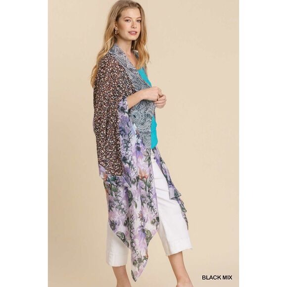 Umgee NWT Lavender Boho Ditsy Floral Kimono Boutique Gypsy Kimono Duster S M L - Picture 3 of 7